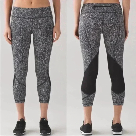 Lululemon Pace Rival Crop 
Power Luxtreme Suited Jacquard Black White 10 - Picture 1 of 12